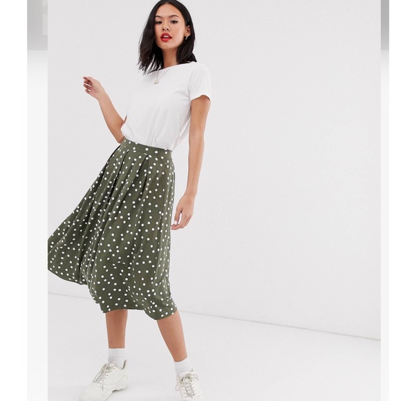 ASOS Dresses & Skirts - Green polka dot midi skirt